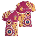 Brisbane Lions NAIDOC 2026 Personalised Women V-Neck T-Shirt 50 Years of Deadly Aboriginal Art