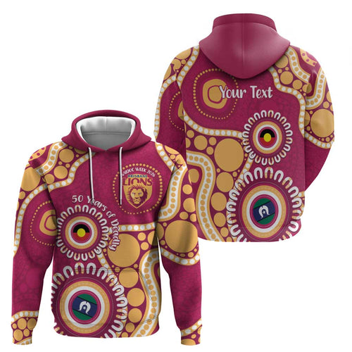 Brisbane Lions NAIDOC 2026 Personalised Zip Hoodie 50 Years of Deadly Aboriginal Art