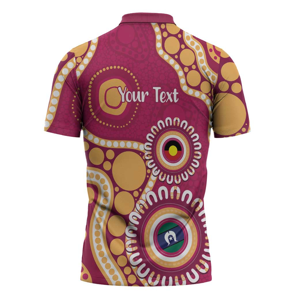 Brisbane Lions NAIDOC 2026 Personalised Zipper Polo Shirt 50 Years of Deadly Aboriginal Art