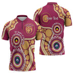 Brisbane Lions NAIDOC 2026 Personalised Zipper Polo Shirt 50 Years of Deadly Aboriginal Art