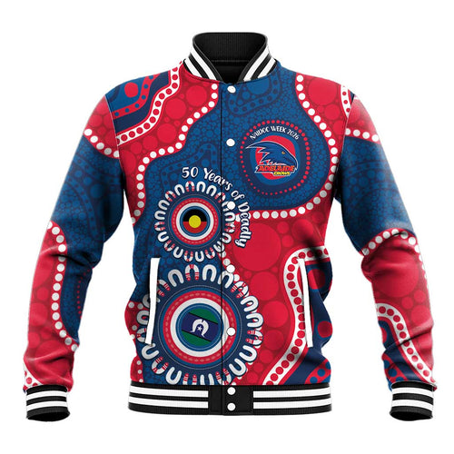 Adelaide Crows NAIDOC 2026 Personalised Baseball Jacket 50 Years of Deadly Aboriginal Art