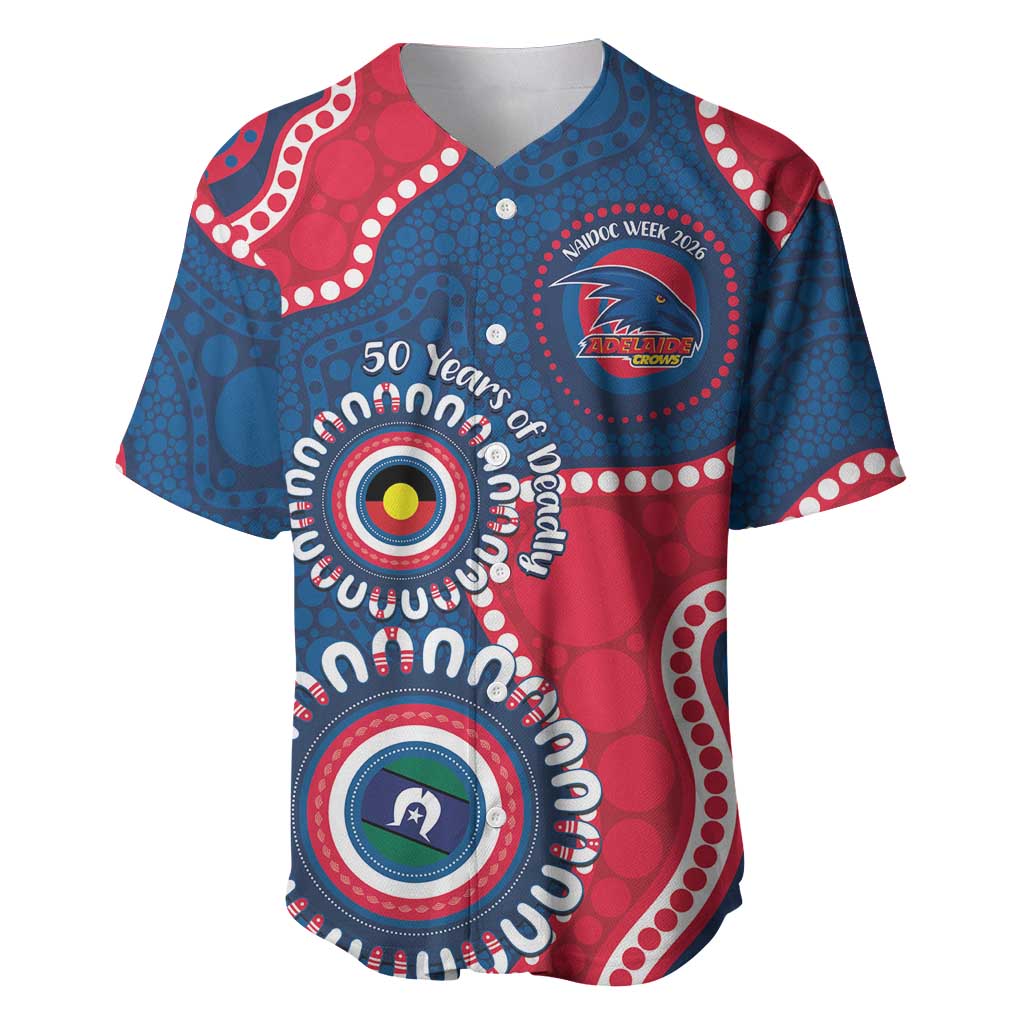 Adelaide Crows NAIDOC 2026 Personalised Baseball Jersey 50 Years of Deadly Aboriginal Art