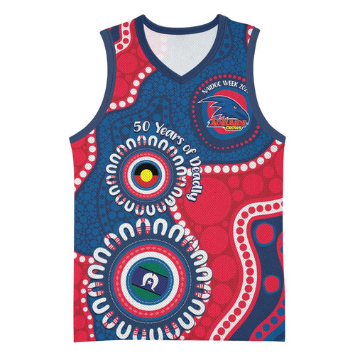 Adelaide Crows NAIDOC 2026 Personalised Basketball Jersey 50 Years of Deadly Aboriginal Art