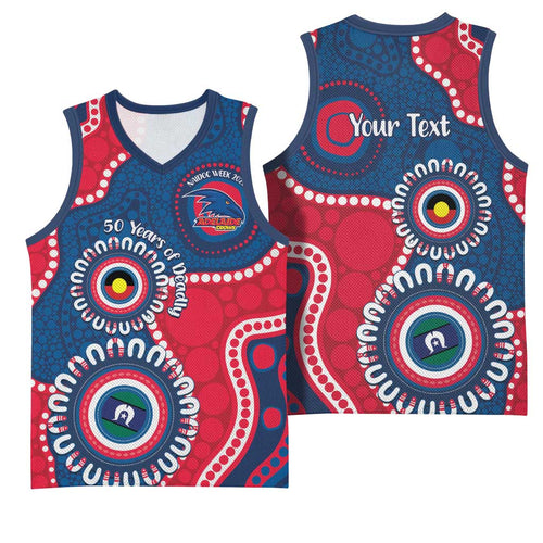Adelaide Crows NAIDOC 2026 Personalised Basketball Jersey 50 Years of Deadly Aboriginal Art