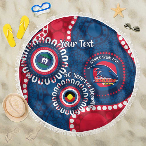 Adelaide Crows NAIDOC 2026 Personalised Beach Blanket 50 Years of Deadly Aboriginal Art