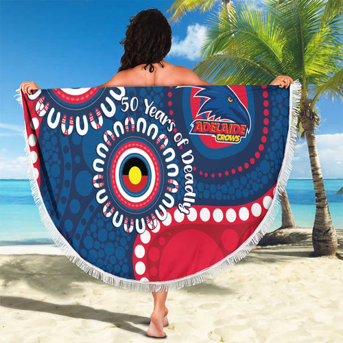 Adelaide Crows NAIDOC 2026 Personalised Beach Blanket 50 Years of Deadly Aboriginal Art