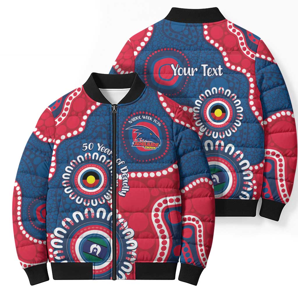 Adelaide Crows NAIDOC 2026 Personalised Bomber Puffer Jacket 50 Years of Deadly Aboriginal Art