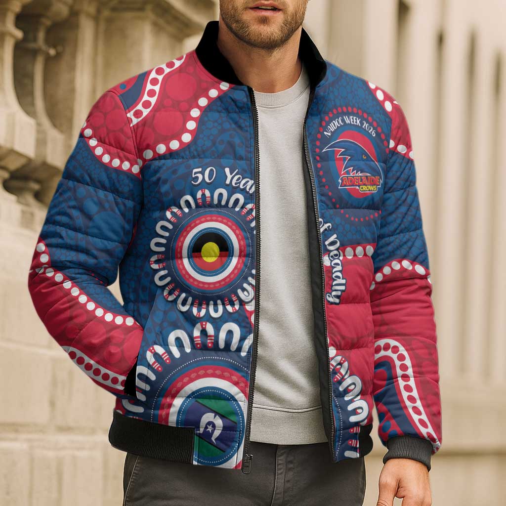 Adelaide Crows NAIDOC 2026 Personalised Bomber Puffer Jacket 50 Years of Deadly Aboriginal Art