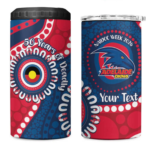 Adelaide Crows NAIDOC 2026 Personalised 4 in 1 Can Cooler Tumbler 50 Years of Deadly Aboriginal Art