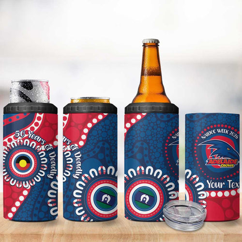 Adelaide Crows NAIDOC 2026 Personalised 4 in 1 Can Cooler Tumbler 50 Years of Deadly Aboriginal Art