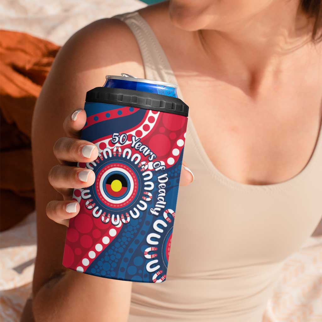 Adelaide Crows NAIDOC 2026 Personalised 4 in 1 Can Cooler Tumbler 50 Years of Deadly Aboriginal Art