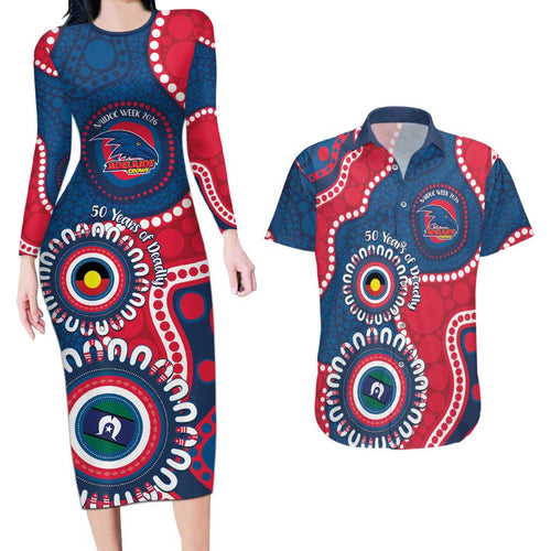 Adelaide Crows NAIDOC 2026 Personalised Couples Matching Long Sleeve Bodycon Dress and Hawaiian Shirt 50 Years of Deadly Aboriginal Art
