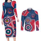 Adelaide Crows NAIDOC 2026 Personalised Couples Matching Long Sleeve Bodycon Dress and Long Sleeve Button Shirt 50 Years of Deadly Aboriginal Art