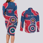 Adelaide Crows NAIDOC 2026 Personalised Couples Matching Long Sleeve Bodycon Dress and Long Sleeve Button Shirt 50 Years of Deadly Aboriginal Art