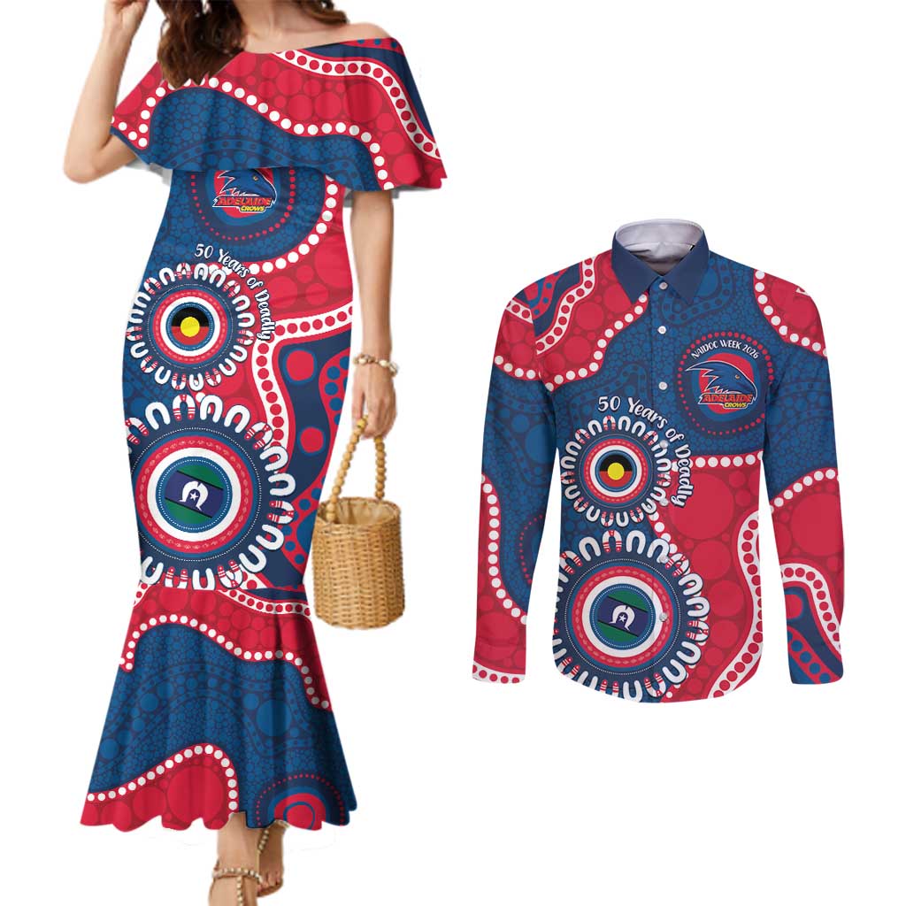 Adelaide Crows NAIDOC 2026 Personalised Couples Matching Mermaid Dress and Long Sleeve Button Shirt 50 Years of Deadly Aboriginal Art