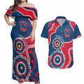 Adelaide Crows NAIDOC 2026 Personalised Couples Matching Off Shoulder Maxi Dress and Hawaiian Shirt 50 Years of Deadly Aboriginal Art