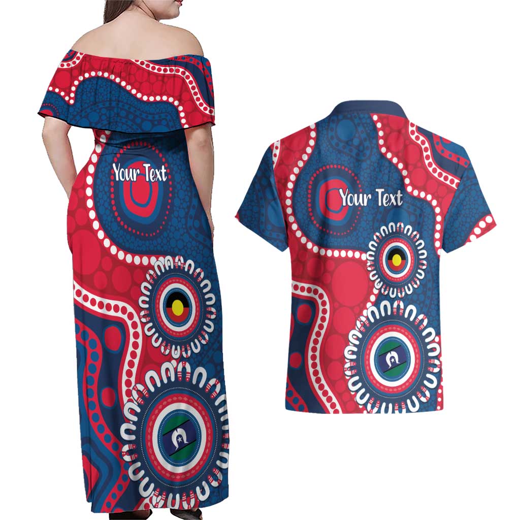 Adelaide Crows NAIDOC 2026 Personalised Couples Matching Off Shoulder Maxi Dress and Hawaiian Shirt 50 Years of Deadly Aboriginal Art