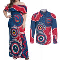 Adelaide Crows NAIDOC 2026 Personalised Couples Matching Off Shoulder Maxi Dress and Long Sleeve Button Shirt 50 Years of Deadly Aboriginal Art