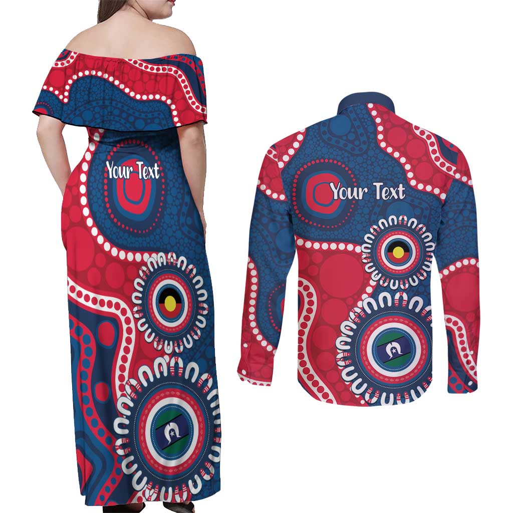 Adelaide Crows NAIDOC 2026 Personalised Couples Matching Off Shoulder Maxi Dress and Long Sleeve Button Shirt 50 Years of Deadly Aboriginal Art