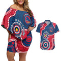 Adelaide Crows NAIDOC 2026 Personalised Couples Matching Off Shoulder Short Dress and Hawaiian Shirt 50 Years of Deadly Aboriginal Art