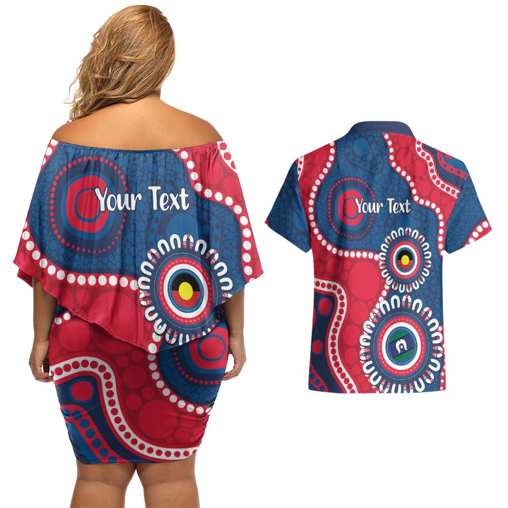 Adelaide Crows NAIDOC 2026 Personalised Couples Matching Off Shoulder Short Dress and Hawaiian Shirt 50 Years of Deadly Aboriginal Art
