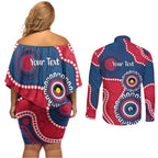 Adelaide Crows NAIDOC 2026 Personalised Couples Matching Off Shoulder Short Dress and Long Sleeve Button Shirt 50 Years of Deadly Aboriginal Art