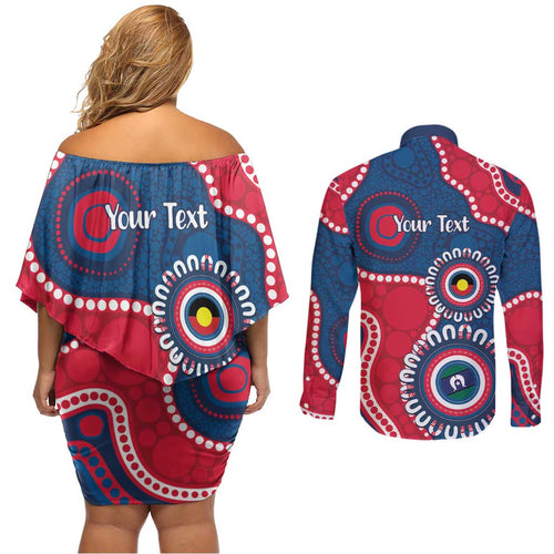 Adelaide Crows NAIDOC 2026 Personalised Couples Matching Off Shoulder Short Dress and Long Sleeve Button Shirt 50 Years of Deadly Aboriginal Art
