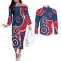 Adelaide Crows NAIDOC 2026 Personalised Couples Matching Off The Shoulder Long Sleeve Dress and Long Sleeve Button Shirt 50 Years of Deadly Aboriginal Art