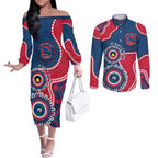 Adelaide Crows NAIDOC 2026 Personalised Couples Matching Off The Shoulder Long Sleeve Dress and Long Sleeve Button Shirt 50 Years of Deadly Aboriginal Art