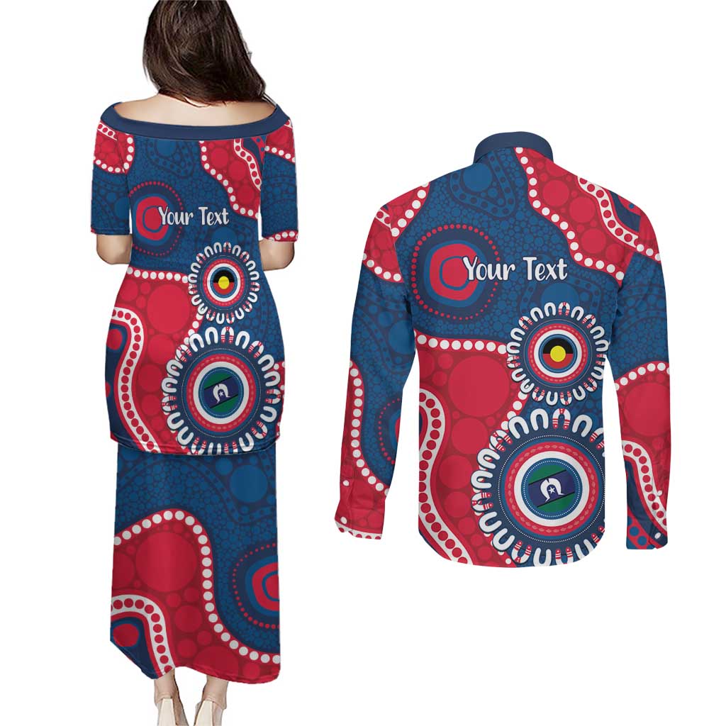 Adelaide Crows NAIDOC 2026 Personalised Couples Matching Puletasi and Long Sleeve Button Shirt 50 Years of Deadly Aboriginal Art