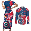 Adelaide Crows NAIDOC 2026 Personalised Couples Matching Short Sleeve Bodycon Dress and Long Sleeve Button Shirt 50 Years of Deadly Aboriginal Art