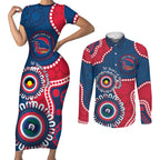 Adelaide Crows NAIDOC 2026 Personalised Couples Matching Short Sleeve Bodycon Dress and Long Sleeve Button Shirt 50 Years of Deadly Aboriginal Art