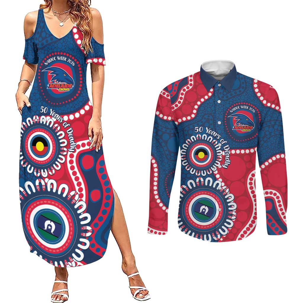 Adelaide Crows NAIDOC 2026 Personalised Couples Matching Summer Maxi Dress and Long Sleeve Button Shirt 50 Years of Deadly Aboriginal Art