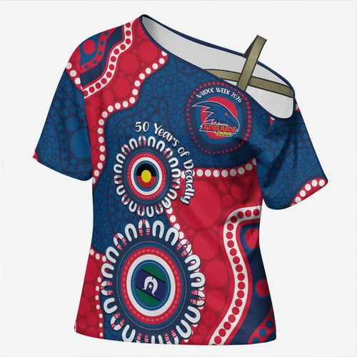 Adelaide Crows NAIDOC 2026 Personalised Cross Shoulder Shirt 50 Years of Deadly Aboriginal Art