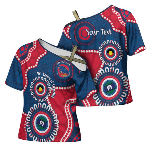 Adelaide Crows NAIDOC 2026 Personalised Cross Shoulder Shirt 50 Years of Deadly Aboriginal Art