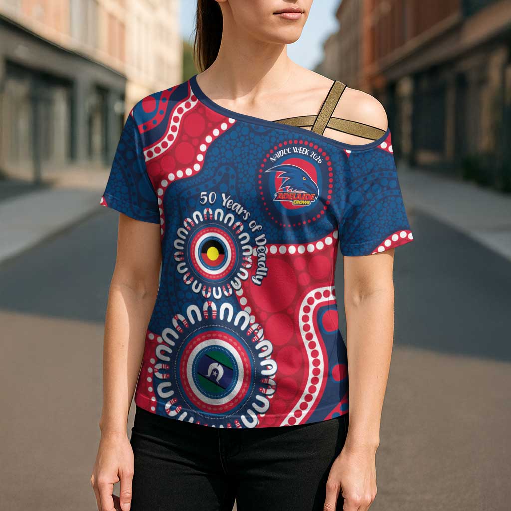 Adelaide Crows NAIDOC 2026 Personalised Cross Shoulder Shirt 50 Years of Deadly Aboriginal Art