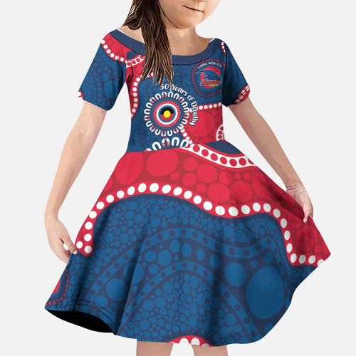 Adelaide Crows NAIDOC 2026 Personalised Family Matching Long Sleeve Bodycon Dress and Hawaiian Shirt 50 Years of Deadly Aboriginal Art
