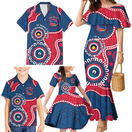 Adelaide Crows NAIDOC 2026 Personalised Family Matching Mermaid Dress and Hawaiian Shirt 50 Years of Deadly Aboriginal Art