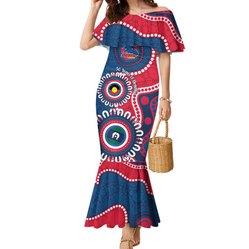 Adelaide Crows NAIDOC 2026 Personalised Family Matching Mermaid Dress and Hawaiian Shirt 50 Years of Deadly Aboriginal Art