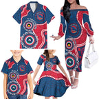 Adelaide Crows NAIDOC 2026 Personalised Family Matching Off The Shoulder Long Sleeve Dress and Hawaiian Shirt 50 Years of Deadly Aboriginal Art