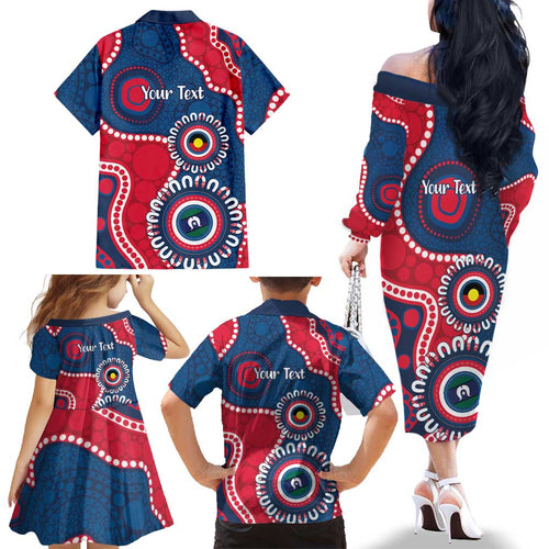 Adelaide Crows NAIDOC 2026 Personalised Family Matching Off The Shoulder Long Sleeve Dress and Hawaiian Shirt 50 Years of Deadly Aboriginal Art