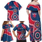 Adelaide Crows NAIDOC 2026 Personalised Family Matching Off Shoulder Maxi Dress and Hawaiian Shirt 50 Years of Deadly Aboriginal Art
