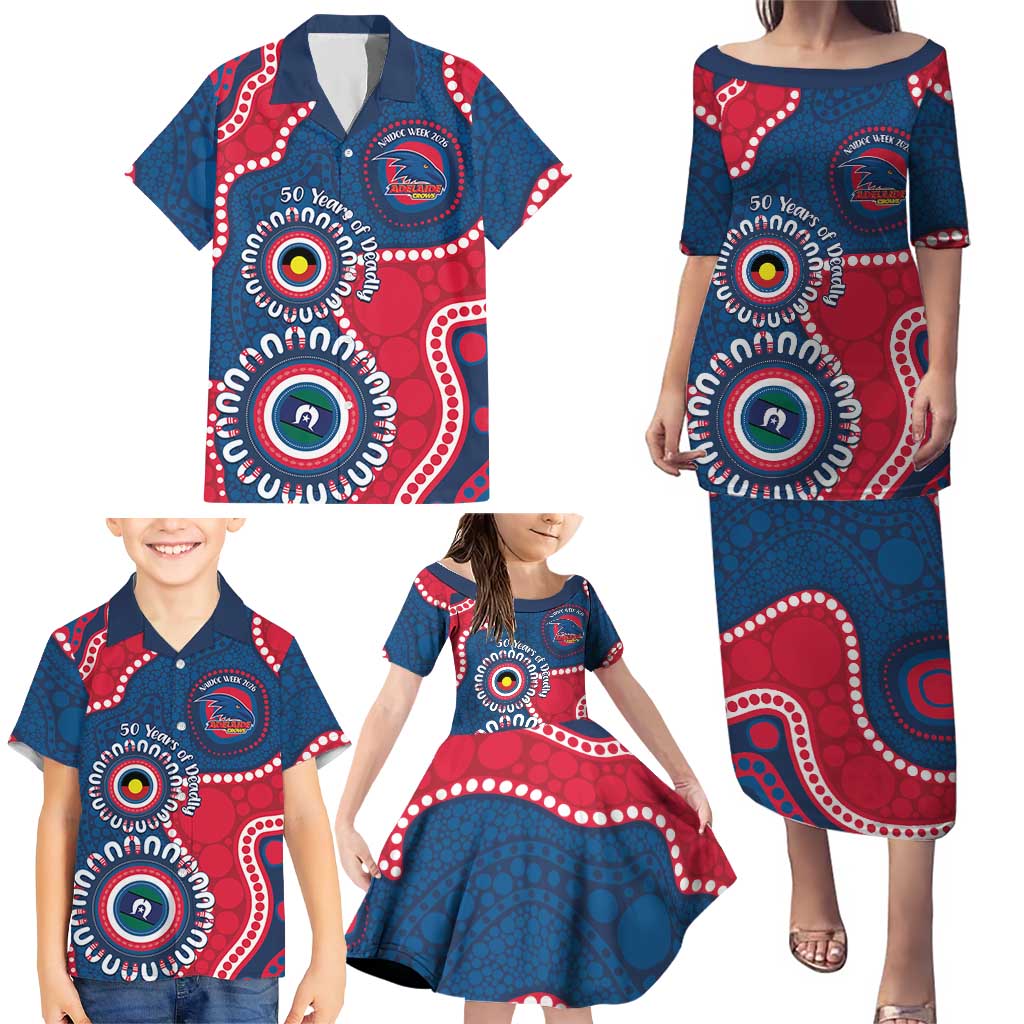Adelaide Crows NAIDOC 2026 Personalised Family Matching Puletasi and Hawaiian Shirt 50 Years of Deadly Aboriginal Art