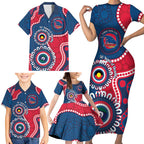 Adelaide Crows NAIDOC 2026 Personalised Family Matching Short Sleeve Bodycon Dress and Hawaiian Shirt 50 Years of Deadly Aboriginal Art