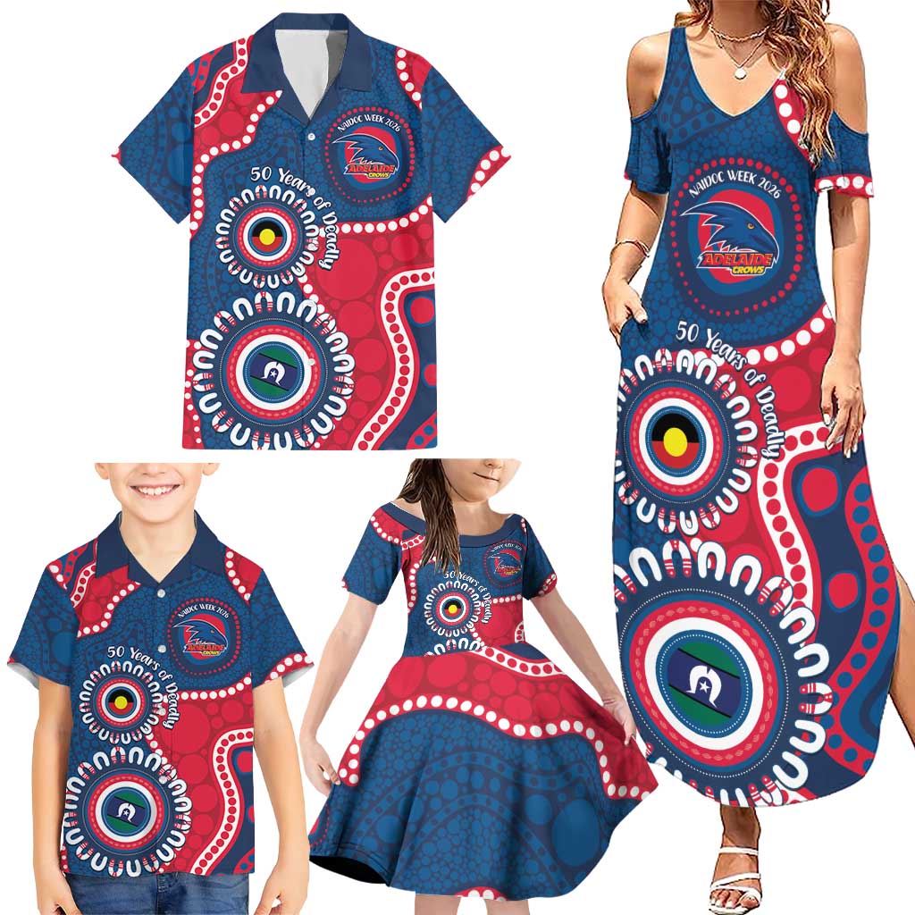 Adelaide Crows NAIDOC 2026 Personalised Family Matching Summer Maxi Dress and Hawaiian Shirt 50 Years of Deadly Aboriginal Art