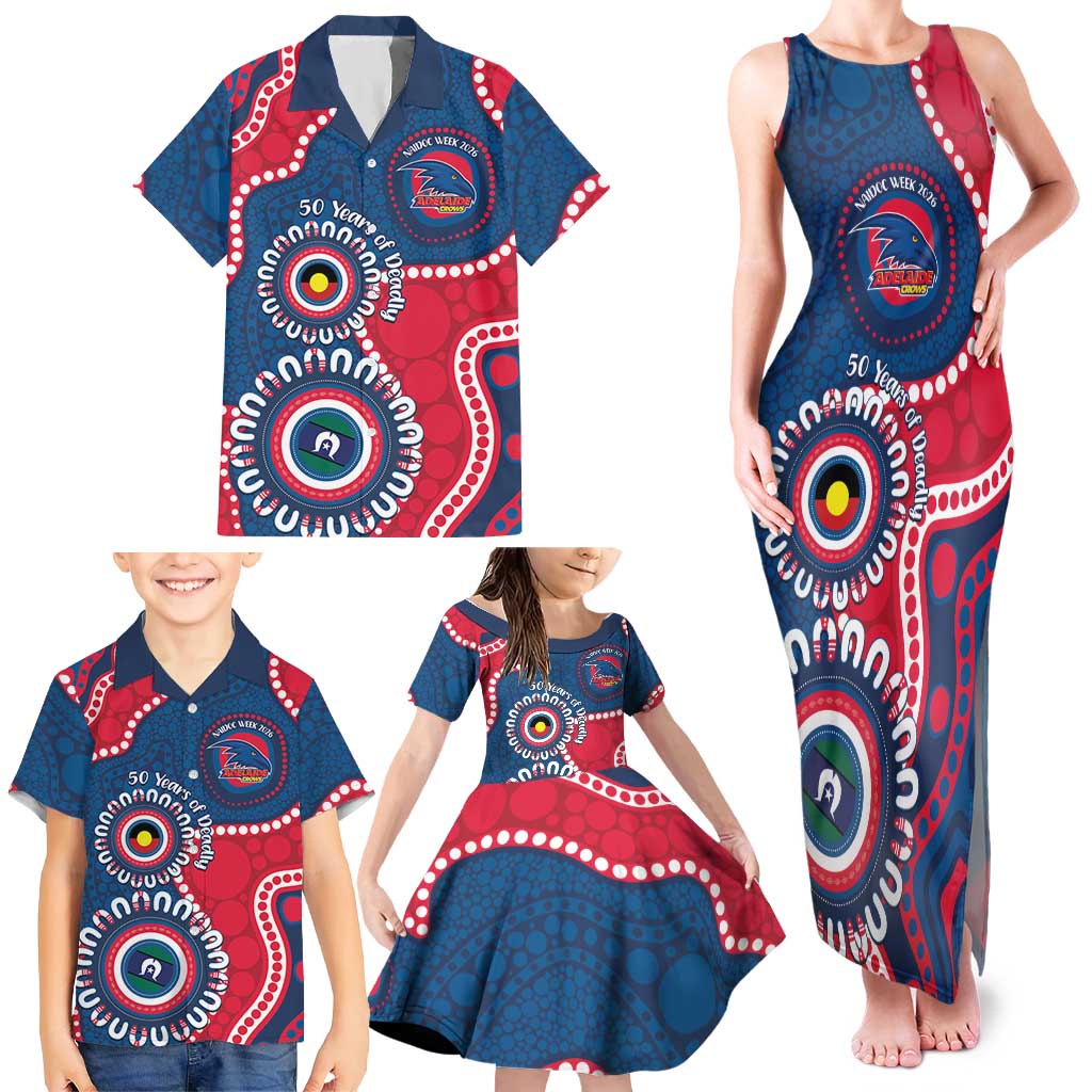Adelaide Crows NAIDOC 2026 Personalised Family Matching Tank Maxi Dress and Hawaiian Shirt 50 Years of Deadly Aboriginal Art