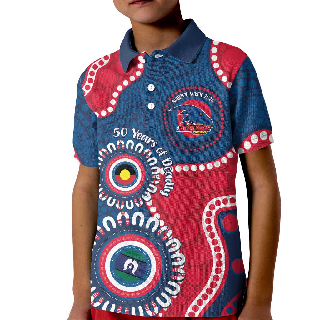 Adelaide Crows NAIDOC 2026 Personalised Kid Polo Shirt 50 Years of Deadly Aboriginal Art