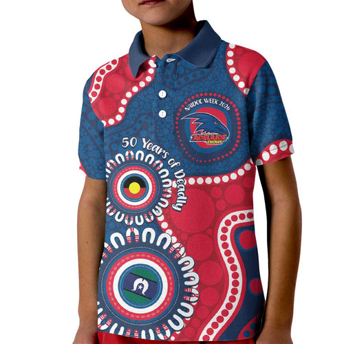 Adelaide Crows NAIDOC 2026 Personalised Kid Polo Shirt 50 Years of Deadly Aboriginal Art