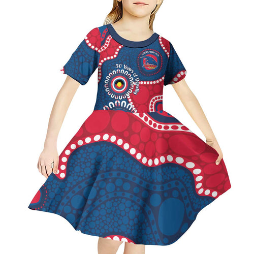 Adelaide Crows NAIDOC 2026 Personalised Kid Short Sleeve Dress 50 Years of Deadly Aboriginal Art