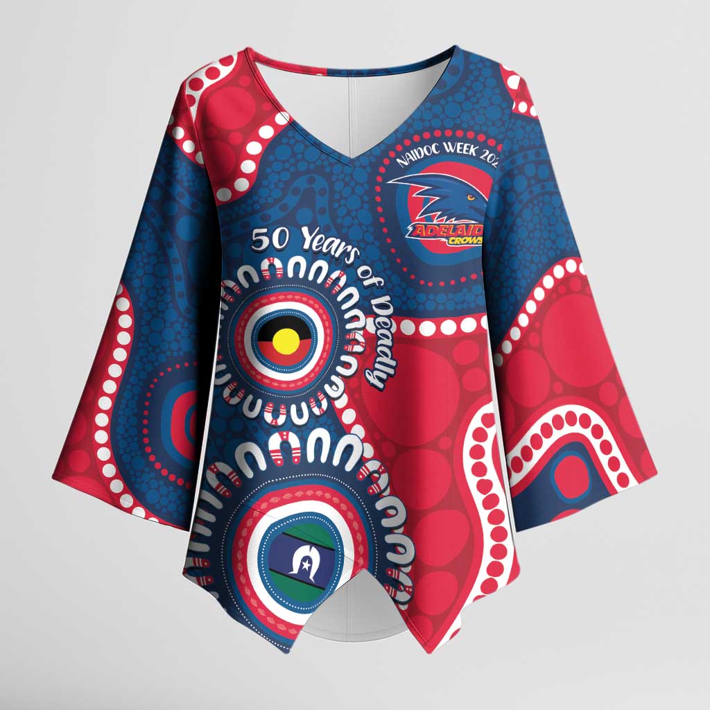 Adelaide Crows NAIDOC 2026 Personalised Kimono Sleeve Blouse 50 Years of Deadly Aboriginal Art